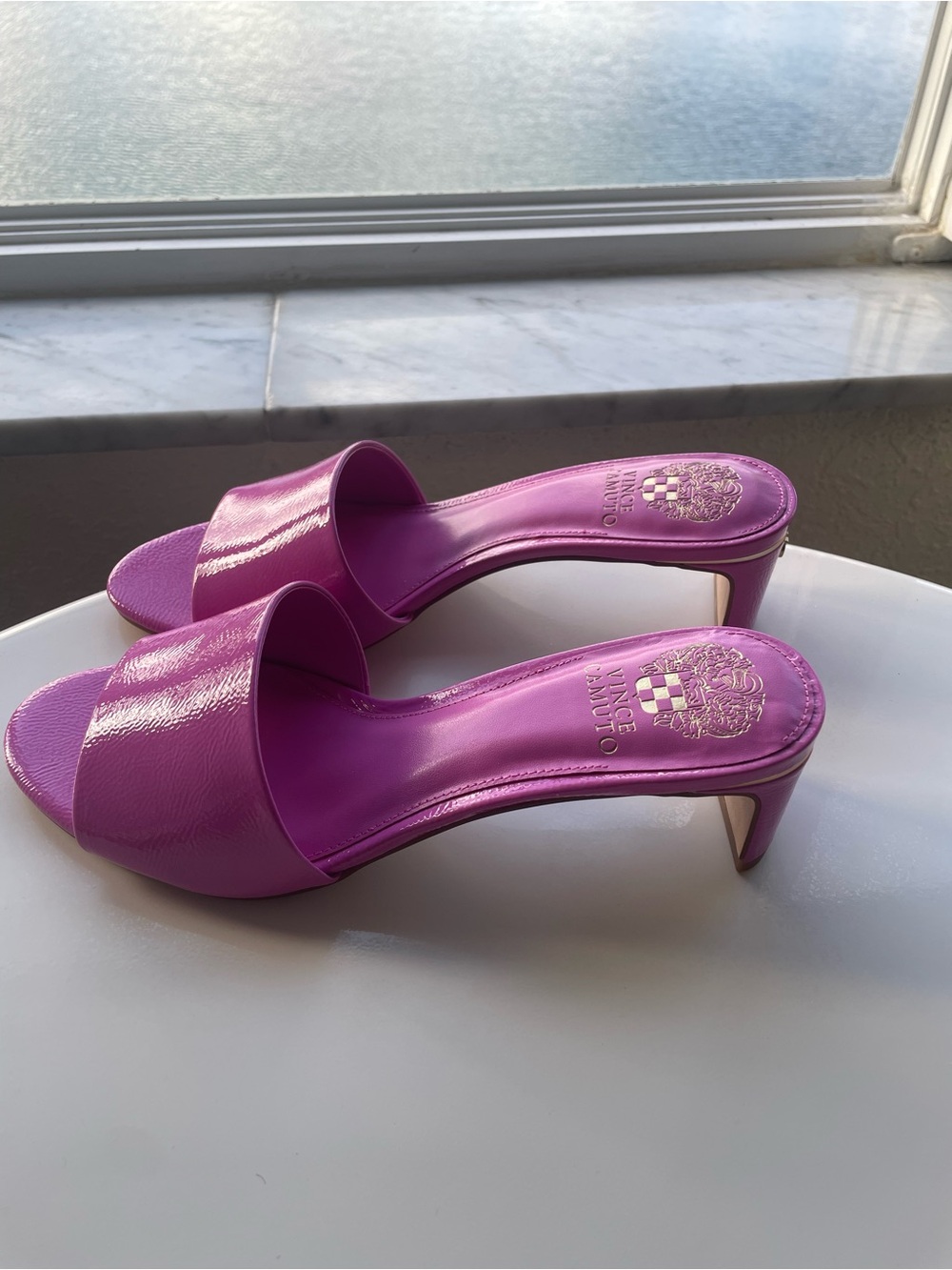 Vince Camuto Fuchsia Slip-On Mid-Heel Mules - Picture 8 of 10